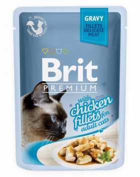 BRIT Premium Cat Fillets in Gravy hrana umeda pentru pisici, file de pui in sos 24 x 85g