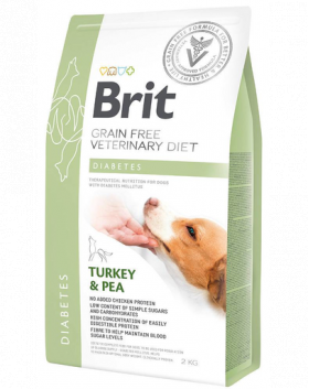 BRIT Veterinary Diets Dog Diabetes Dieta veterinara pentru caini adulti cu diabet, cu mazare si curcan 2 kg