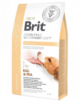 BRIT Veterinary Diets Dog Hepatic Dieta veterinara pentru caini adulti cu insuficienta hepatica, mazare si oua 2 kg