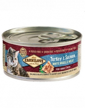 CARNILOVE Cat Turkey&amp;Salmon 12 x 100 g hrana umeda pentru pisici, curcan si somon