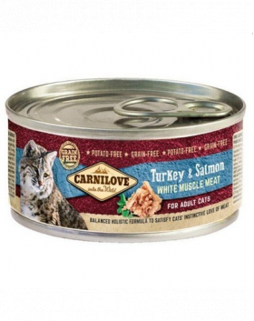 CARNILOVE Cat Turkey&amp;Salmon 24 x 100 g hrana umeda pentru pisici, curcan si somon