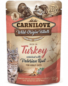 CARNILOVE Turkey&amp;Valerian 24 x 85g hrana umeda pentru pisici, curcan si valeriana