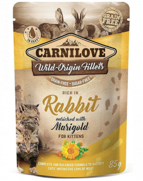 CARNILOVE Rabbit&amp;Marigold 24 x 85g hrana pentru pisici, iepure si galbenele