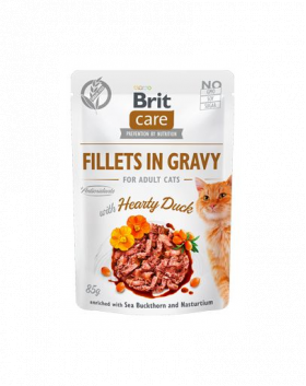 BRIT Care Fillets in gravy Set hrana umeda pentru pisici, cu rata in sos 24 x 85 g