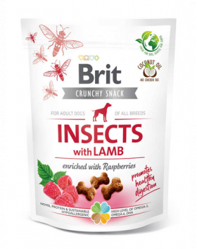 BRIT Care Dog Crunchy Crakcer Insect&amp;Lamb 200 g recompense crocante pentru caini, cu insecte si miel