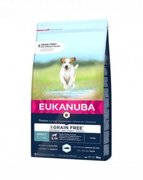 EUKANUBA Grain Free Hrana uscata pentru caini adulti de talie mica sau medie 3 kg