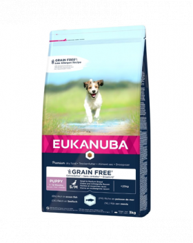 EUKANUBA Grain Free Puppy Small&amp;Medium hrana uscata caini juniori talie mica/medie, fara cereale 3 kg