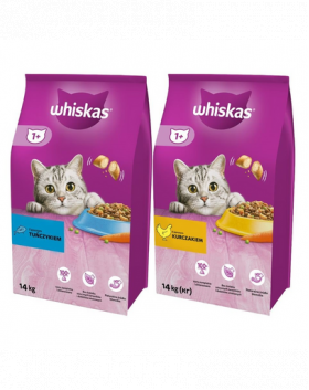 WHISKAS Adult 14kg cu pui si legume + WHISKAS Adult 14kg cu ton si legume