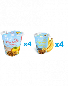 BOSCH Fruitees pachet recompense caini 8x200 g, pasare si mango + pasare si banana