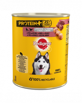 PEDIGREE Adult Protein+ 12x800 g Conserva hrana pentru caini, cu vanat si pui in mousse