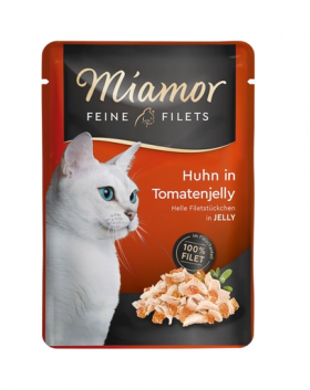 MIAMOR Feline Filets Hrana umeda pentru pisici, cu pui si rosii in aspic 100 g