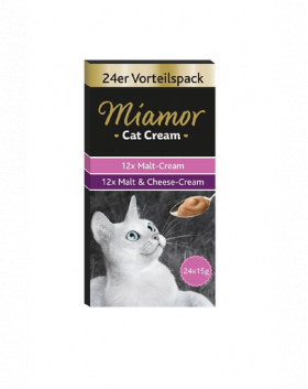 MIAMOR Cat Cream Snack crema pentru pisici, cu malt si branza 24 x 15 ml