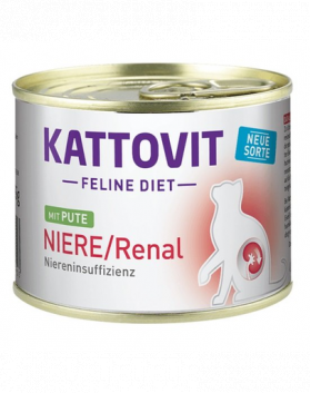 KATTOVIT Feline Diet Niere/Renal hrana pisici afectiuni renale, curcan 185 g