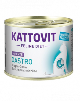 KATTOVIT Feline Diet Gastro Duck hrana pisici cu afectiuni gastrointestinale, cu rata 185 g