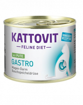 KATTOVIT Feline Diet Gastro Turkey pisici cu afectiuni digestive 185 g hrana umeda, curcan