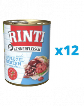 RINTI Kennerfleisch Poultry Hearts hrana umeda 12 x 800 g pentru caini, cu inimi de pasare