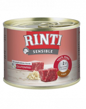 RINTI Sensible hrana umeda pentru caini adulti cu alergii alimentare, cu vita si orez 185 gr