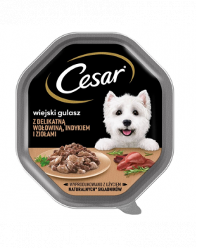 CESAR hrana umeda pentru caini adulti, cu vita, curcan si plante aromatice 14x150 g