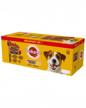 PEDIGREE Adult Hrana umeda caini, mix arome 40x100 g vita, miel, ficat si rata