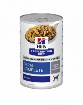 HILL'S Prescription Diet Canine Derm Complete 370 g Hrana umeda pentru caini cu reactii alergice