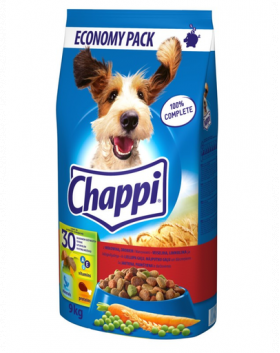 CHAPPI Adult Sac hrana caine, cu Vita, Carne de Pasare si Legume 9 kg