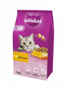 WHISKAS Adult Hrana uscata pisici, cu pui 7 kg