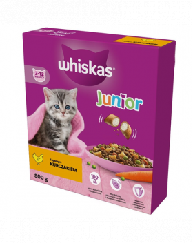 WHISKAS Junior 5x800 g hrana uscata completa pentru pisoi cu pui delicios