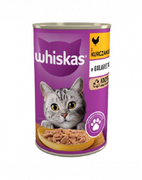 WHISKAS Adult pui in aspic pentru pisici 24x400 g hrana umeda completa pentru pisici adulte