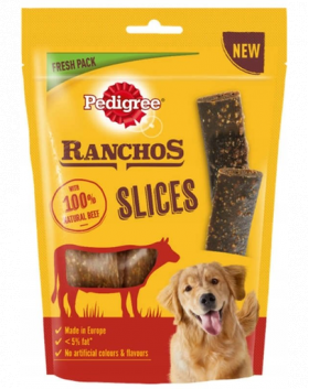 PEDIGREE Ranchos Slices 8 x 60g Recompense pentru caini cu carne de vita