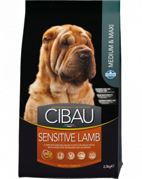 FARMINA Cibau Sensitive Lamb MEDIUM MAXI pentru caini rasa medie/mare cu sistem digestiv sensibil, miel 2,5 kg