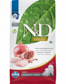 FARMINA N&amp;D PRIME PUPPY MEDIUM &amp; MAXI 2,5 kg Hrana uscata pentru catei de talie medie sau mare, cu pui si rodie