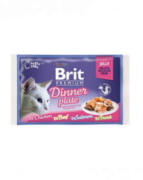 BRIT Premium Cat Dinner Plate file în jeleu - diverse aroame 340 g (4x85 g)