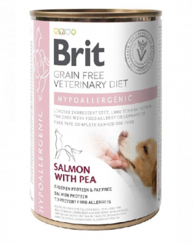 BRIT Veterinary Diet Hypoallergenic Salmon&amp;Pea hrana caini cu alergii 400 g