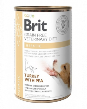 BRIT Veterinary Diet Hepatic Turkey&amp;Pea hrana umeda pentru afectiuni hepatice pentru caini 400 g