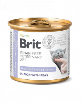 BRIT Veterinary Diet Gastrointestinal Salmon&amp;Pea pentru pisici cu sistem digestiv sensibil, hrana dietetica 200 g