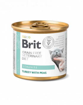 BRIT Veterinary Diet Struvite Turkey&amp;Pea afectiuni ale tractului urinar, hrana umeda pisici 200 g