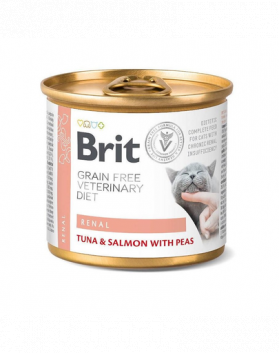 BRIT Veterinary Diet Renal Tuna&amp;Salmon&amp;Pea insuficienta renala la pisici, hrana umeda 200 g