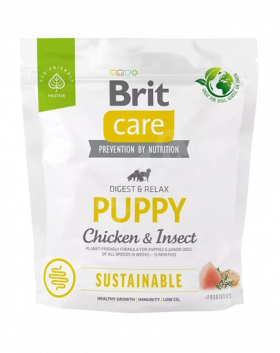 BRIT Care Sustainable Puppy 1 kg Hrana pentru catei, cu pui si insecte