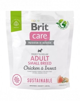 BRIT Care Sustainable Adult Small Breed 1 kg Hrana uscata pentru caini de talie mica, cu pui si insecte