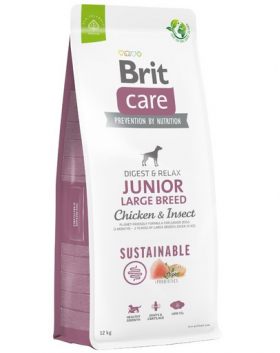 BRIT Care Sustainable Junior Large Breed Hrana pentru catei de talie mare, cu pui si insecte 12 kg