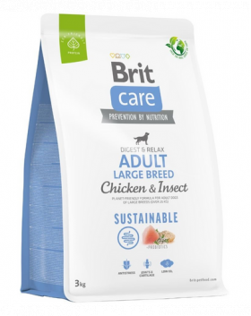 BRIT Care Dog Sustainable Adult Large Breed Chicken &amp; Insect hrana caini talie mare 3 kg pui si insecte