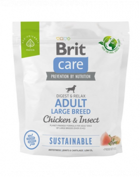 BRIT Care Dog Sustainable Adult Large Breed Chicken &amp; Insect hrana caini talie mare 1 kg pui si insecte