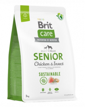 BRIT CARE Sustainable Senior Chicken &amp; Insect 3 kg hrana caini seniori, cu pui si insecte