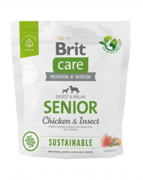 BRIT CARE Sustainable Senior Chicken &amp; Insect hrana caini seniori 1 kg cu pui si insecte