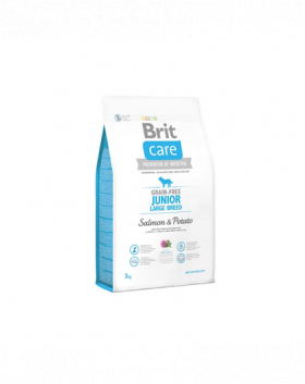 BRIT Care Grain-free Junior Large Breed 3 kg Hrana uscata catei talie mare, cu somon si cartofi