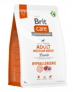 BRIT Care Hypoallergenic Adult Medium Breed 3 kg Hrana caini adulti talie medie, cu miel