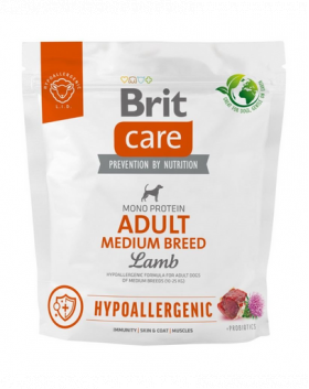 BRIT Care Hypoallergenic Adult Medium Breed 1 kg Hrana uscata pentru caini talie medie, cu miel si orez