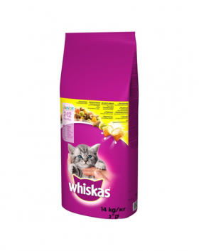 WHISKAS Junior 14kg x 2 hrana uscata cu pui pentru pisici junior