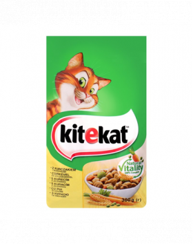 KITEKAT Hrană uscată cu pui și legume pentru pisici adulte 300 gr x 14