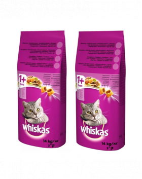 WHISKAS Adult 14kg cu pui si legume + WHISKAS Adult 14kg cu vita si legume